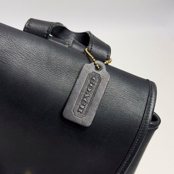 Vintage 90s Y2K Coach 9791 Black Leather Turn Lock Day Bag Backpack - Picture 3 of 16